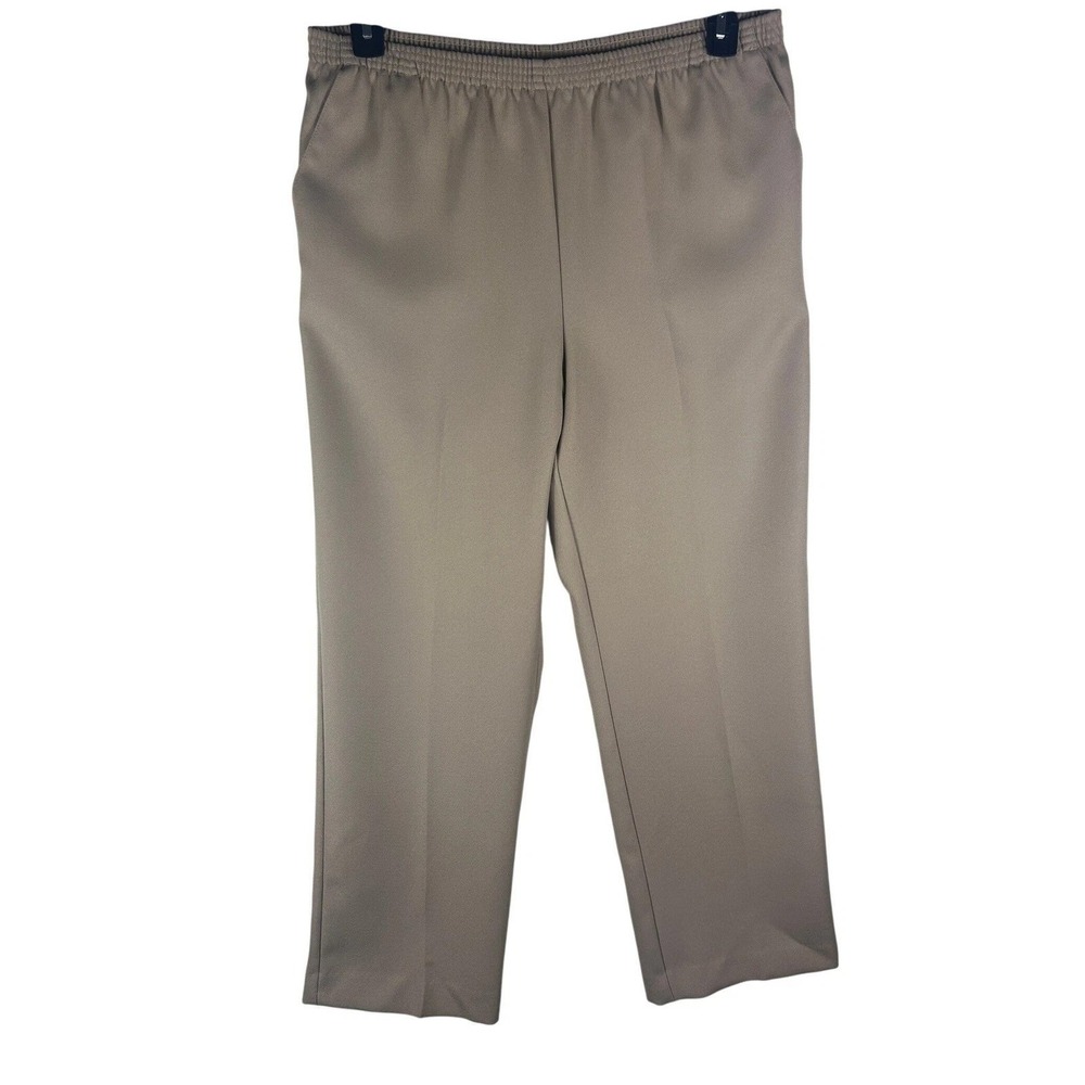 Alfred Dunner Classics Tan Elastic Waist‎ Straight Leg Pants 12P NWT